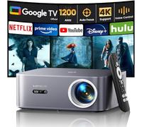 【1200 ANSI/Google TV/Netflix Disney+ Licensed】 4k Projector for Bedroom Full HD 1080P 4K Support, Google Voice Control, Auto Focus/Keystone, WiFi 6&Bluetooth Smart Portable Projector for Outdoor/Home
