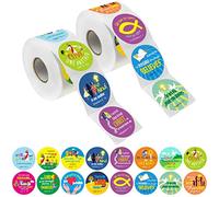 1200 Christian Prayer Faith Bible Verse Stickers in 16 Designs with Perforation Line (Each Measures 1.5" in Diameter)
