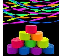 1200 feet Glow Crepe Paper Streamers UV Glow Party Neon Streamer Black Light Reactive Fluorescent Neon Paper Party Streamers Glow in The Dark Wedding Birthday Blacklight Party Decorations