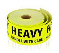 1200 Heavy Handle with Care Stickers - 2 x 4 Inches Handle with Care Heavy Labels Sticker for Shipping Moving Handling Heavy Alert Warning Caution Label, Neon Yellow - 4 Rolls of 300 Labels
