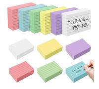 1200 Index Cards A8 Lined, Vocabulary Cards Index Cards Lined Flashcards, 5.1 x 7.4 cm Small Flashcards, Colourful Index Cards for English Vocabulary Learning, School, Office, Home (6 Colours of 200