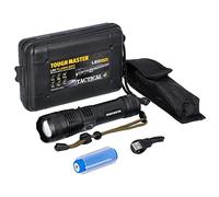1200 Lumens Flashlight, Torches LED Super Bright Rechargeable TOUGH MASTER Torch, USB Rechargeable Aluminium, Advanced Zoom System Light with Holster Pouch, USB Cable in Black