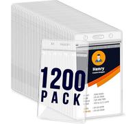 1200 Pack Badge Holder, Plastic ID Badge Holder, Clear Waterproof ID Card Holder with Resealable Zip, 2.5" x 3.8" Vertical Name Tag Holder for Nurses and Office, Fits ID Card/Credit Card/Student Card