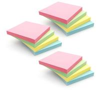 1200 Pastel Sticky Notes (76x76mm) - Colourful Removable Adhesive Memo Pads in Blue, Pink, Green, Yellow | Set of 12 Pads (100 Sheets Each) | Office, Home & School Use - 3 Packs