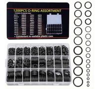 1200 Pcs Black Rubber O-Ring Assortment Kit 24 Sizes Sealing Set for Plumbing Automotive Repair Machinery Maintenance Tasks