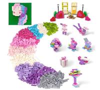 1200 pcs Building Bricks Set, Pink Building Blocks Toys for Girls Compatible with Lego, Includes Dual-Sided and Single-Sided Baseplates, Variety of Accessories to Spark Imagination