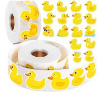 1200 Pcs Cartoon Duck Stickers, Cute Rubber Yellow Duck Roll Stickers, Excellent Present for Ducks Birthday Meeting Favor Laptops Water Bottles Notebook Decorations