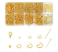 1200 Pcs Gold Jump Rings Earring Making Kit,Jewellery Making Findings,6 Sizes (4-10mm) Open Split Rings Set with Eye Pins & Lobster Clasps for Chains Necklaces