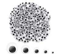 1200 Pcs Googly Eyes 3D Round Plastic Googly Eyes Self Adhesive Googly Eyes Wiggly Eyes Small Googly Eyes Wobbly for Arts & Crafts DIY Dolls Halloween Crafts Party (12/10/8/6mm)