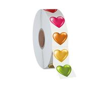 1200 PCS Heart-Shaped Sticker, 12 Colors Self-Adhesive Labels with Perforation Line in Roll, Use for Valentine's Day, Award Charts, Blood Drives, Teachers & Classrooms, Bookmarks (3/4" Each)