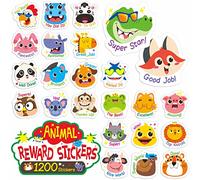 1200 PCS Incentive Stickers, 24 Adorable Animal Designs Stickers, Motivational Positive Words Stickers with Permanent Adhesive for Teacher Classroom Reward Encourage Kids to Do Chores (1” Each)