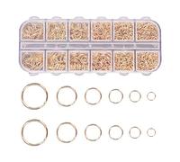 1200 Pcs Metal Open Jump Rings, 4-10mm Mixed Size Gold Round Ring Connectors for DIY Jewelry Making Supplies Findings and Necklace Repair