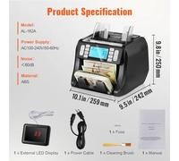 1200 Pcs/Min Money Counter Business Cash Register Bill Counterfeit Bill Detector by Function for Bank Store