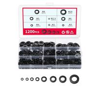 1200 Pcs Nylon Washers for Screws, Flat Plastic Washerss, Tap Washers Assorted UK, Assorted Round Seals Washer for Plumbing Bolts, M2/M2.5/M3/M4/M5/M6/M8/M10(Black)