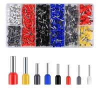 1200 Pcs Wire Ferrules Kit, 0.5-10mm² Bootlace Ferrules, Wire Terminal Ferrules, Cable Ferrules Crimp Connectors, Insulated Cord Pin End Terminal Ferrules Kit, Electrical Wire End Ferrules Set