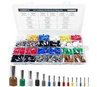 1200 Pcs Wire Ferrules Kit, Electrical Connectors, Wire Terminal Ferrules Crimp Connector, Insulated Cord Pin End Terminal Great Assortment Ferrules Kit with Portable Box