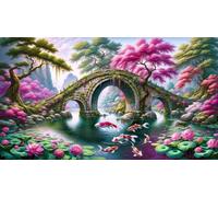 1200 Piece Jigsaw Puzzles for Adults,Landscape Bridge Koi,Challenging Art Puzzle with Poster, Stress Relief Game for Wall Decor, Birthday Gift for Men and Women (29.53 x 19.69 Inch)