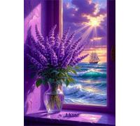 1200 Piece Jigsaw Puzzles for Adults Wave Lavender Puzzle Fun Challenges Perfect for Relaxation Letter Printed on Back Interlock Perfectly No Dust for Men Women Elders Seniors 29.5 x 19.7 inch