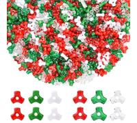1200 Pieces Christmas Tri Beads, Red Green White Triangle Beads with Elastic String for DIY Wreath Candy Cane Christmas Ornaments Beaded Ornament Kit (Multicolor for Christmas)