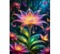 1200 Pieces Jigsaw Puzzles for Adults,Family Challenging Puzzle Game,Fun Intellectual Art puzzles for Decompression and Home Decor Fluorescent Flower Butterfly(29.5x19.7 inch)