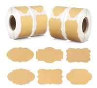 1200 Pieces Labels for Jars,4 Rolls of Handmade Labels Made of Kraft Paper，6 Pattern Jam Jar Labels for Household,Jam,Gift Stickers,Handicrafts,Bottle