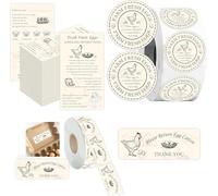 1200+ Premium Farm Fresh Eggs Stickers - Packaging Supplies Set Include 200 Egg Handling Instruction Cards 500 Round Unwashed Egg Labels and 500 Please Return Egg Carton Stickers, Dispatches from UK