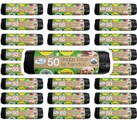 1200 TidyZ Dog Poo Bags. Made from 100% Recycled Plastic. Extra Strong, Extra Large Pet Waste Bags. Tie Handles. On a Roll. Unscented. Leakproof. 24 rolls of 50