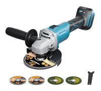 1200 W Battery Angle Grinder for Makita Battery 18 V (without Battery), 125 mm Battery Flex with 4 Speeds, Brushless Professional Angle Grinder with 2 Sanding Discs 2 Cutting Discs for Grinding