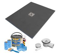 1200 x 1000 x 20mm Rectangular Shower Tray with Centre Drain and Tanking Kit