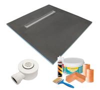 1200 x 1200 x 30mm Rectangular Shower Tray with Linear Drain and Tanking Kit (Tile)