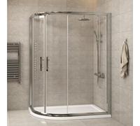 1200 x 800 mm L/H Offset Quadrant Shower Enclosure with Stone Tray 6mm Tempered Glass Sliding Door Shower Cubicle