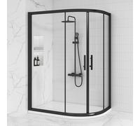 1200 x 800mm Matt Black Offset Quadrant Shower Enclosure Double Sliding Cubicle Door 6mm Safety Tempered Glass