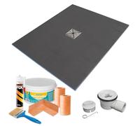 1200 x 900 x 20mm Rectangular Shower Tray with Centre Drain and Tanking