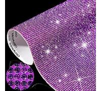 12000 Pieces 2mm Bling Bling Rhinestone Sheet DIY Car Decoration Self Adhesive Heat Repair Glitter Crystal Gem Sheet Sticker for Car&Craft Decoration (Violet)