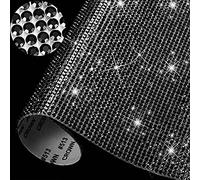 12000 Pieces 2mm Bling Bling Rhinestone Sheet Rhinestone Sticker DIY Car Decoration Sticker Self Adhesive Heat Repair Glitter Crystal Gem Sheet Sticker for Car&Craft Decoration (Black)