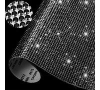 12000 Pieces Bling Bling Rhinestone Sheet Rhinestones Sticker DIY Car Decoration Sticker Self Adhesive Glitter Rhinestones Crystal Gem Stickers for Car Decoration, 9.4 x 7.9 Inch (Black)