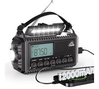 12000mAh Solar & Hand Crank Emergency Radio - Portable AM/FM Survival Radio with USB Phone Charger, SOS Alarm, Flashlight for Outdoor Adventures & Power Outages