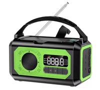 12000mAh Solar Hand Crank Radio | All Round Outdoor Power Balancing Emergency And Entertainment Portable with Headphones (Green, One Size)