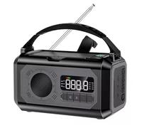 12000mAh Solar Hand Crank Radio | All Round Outdoor Power Balancing Emergency And Entertainment Portable with Headphones (Grey, One Size)