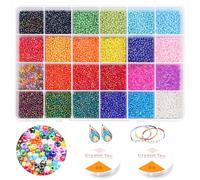 12000Pcs 2mm Glass Seed Beads for Bracelet Making Kit, Small Beads Craft Beads for Jewellery Making, Friendship Bracelets Making Kit, for DIY Bracelets Necklaces Earrings