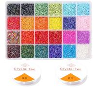12000pcs 2mm Glass Seed Beads for Jewellery Making, Friendship Bracelets Kit, DIY Bracelets, Necklaces, Earrings