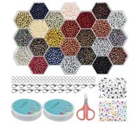 12000Pcs Pony Beads Jewelry Making Supplies Kit with Scissors and Wire for DIY Hanging Decoration Pendants Phone Chain Key Chain Friendship Bracelets Necklace Making, Assorted Colors (Dark Color)