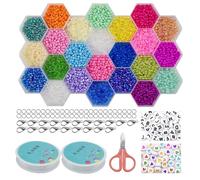 12000Pcs Pony Beads Jewelry Making Supplies Kit with Scissors and Wire for DIY Hanging Decoration Pendants Phone Chain Key Chain Friendship Bracelets Necklace Making, Assorted Colors (Bright Color)