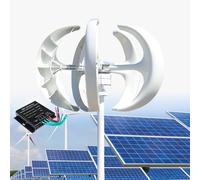 12000W Wind Turbine Generator, 12V/24V/48V/110V/220V 5 Blades Vertical Kit 3 Phase AC Permanent Magnet Generator with Controller for Hybrid Solar System,White220V