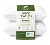 1200gsm Duck Feather Pillows 2 Pack Soft Anti-Allergic Dust Mite Hotel Quality Luxury Microfibre Soft Fluffy Best Down Pillow Pair for Back and Side Sleepers (Duck pillow (Set of 2 Microfiber cover)