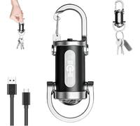 1200LM Super Bright Mini Keychain Flashlight, USB-C Rechargeable Waterproof Torch High Lumens Pocket EDC Pocket LED Torch for Camping Hiking Emergency Power Outages Outdoor(Black)