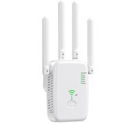 1200Mbps Dual Band WiFi Extender Booster with 4 Antennas, Repeater/Router/AP Mode, UK Plug, Quick Setup for Home (White)