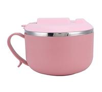 1200ML Capacity Lunch Bowl with Hollow Handle, Rice Noodle Bowl Air Tight Lid, Double Layer Soup Bowl, Prevent Scalding Instant Noodle Cooker, Thermal Lunch Box Container for Hoem Kitchen(Pink)