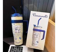 (1200ml, Cinnamoroll) 1200ml Sanrio Thermos Bottle Cute Hello Kitty Kuromi Cinnamoroll Melody Cartoon Large Capacity Straw Stainless Steel Bottle