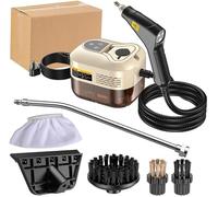 1200ml Handheld Steam Cleaner - Multi-purpose Auto Steam Cleaner With 6 Adjustable Speeds, Smart Hand Switch For Kitchen, Bathroom, Windows & Car Interior Cleaning Khaki